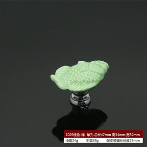 Zinc Alloy Ceramic Handle Round Cabinet Handles Wardrobe Single Hole Desk Drawer Knobs Pastoral Snails Sunflower Fish Pulls acacuss