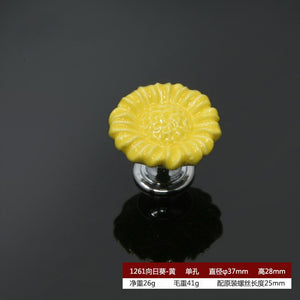 Zinc Alloy Ceramic Handle Round Cabinet Handles Wardrobe Single Hole Desk Drawer Knobs Pastoral Snails Sunflower Fish Pulls acacuss