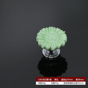 Zinc Alloy Ceramic Handle Round Cabinet Handles Wardrobe Single Hole Desk Drawer Knobs Pastoral Snails Sunflower Fish Pulls acacuss