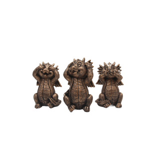 Dragon Statues 3 Pcs No Hear No See No Speak Bookshelf Sculpture for Living Room Table Desk Decor acacuss