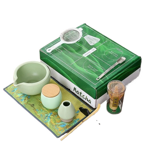 9pcs/set Japanese Ceramic Matcha Gift Box Green Tea Chasen Holder Stand Bowl Bamboo Whisk Grinder Brushes Tea Tools Holder Tea acacuss