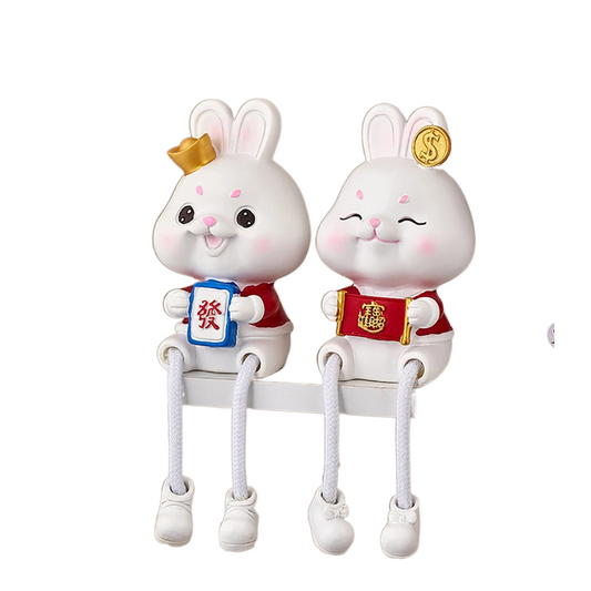 2pcs Aesthetic Home Decoration Accessories Hanging Feet Lucky Cat Figurines Living Room Porch TV Cabinet Decor Lovely Cat Decor