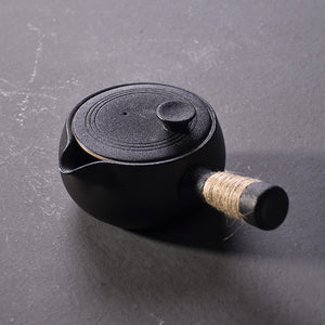 black crockery ceramic kyusu teapot - tea pot drinkware 500ml acacuss