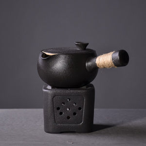 black crockery ceramic kyusu teapot - tea pot drinkware 500ml acacuss