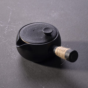 black crockery ceramic kyusu teapot - tea pot drinkware 500ml acacuss