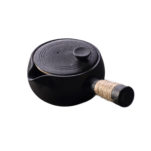 black crockery ceramic kyusu teapot - tea pot drinkware 500ml acacuss