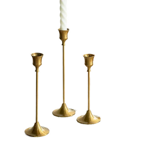 3pc Candlestick Holders Kit Brass Gold Candlestick Set Wedding Table Decorative Candlestick Stand for Party Dinning acacuss