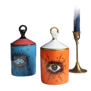 Big Eye Jar Starry Sky Incense Candle Holder with Hand Lid Aromatherapy Candle Jar Handmade Candleabra Home Decoration acacuss