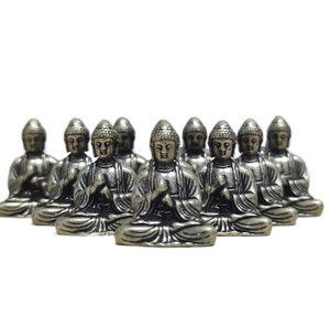 10Pcs Mini Brass Sitting Buddha Statue Figurine for Journey Buddhism Worship Home Office Desktop Decoration acacuss