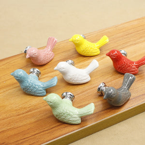 Factory Ceramic Handle European Modern Pigeon Cartoon Children's Cabinet Drawer White Single-hole Handle Bird Cute Fun Children acacuss