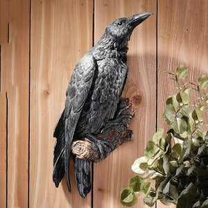 Fake Raven Resin Statue Bird Crow Sculpture Outdoor Crows Halloween Decor Creative for Garden Courtyard Animal Decoration acacuss