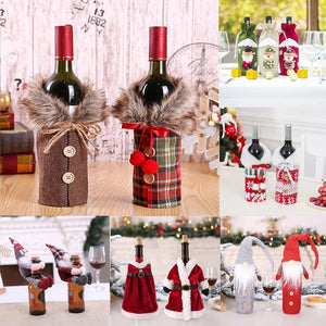 FengRise Christmas Decorations for Home Santa Claus Wine Bottle Cover Snowman Stocking Gift Holders Xmas Navidad Decor New Year acacuss
