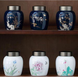 Funeral Cremation Urns for A Small of Pet Ashes and Memorial- Hand-Painted Ceramics Sealed jar - Burial Urns at Home acacuss