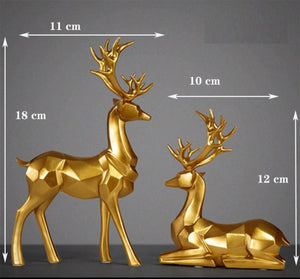 Golden Deer figurine Animal Statue Sculpture Living Room Decoration - Golden deer For Home Decor, Housewarming Gift - ACACUSS