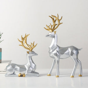 Golden Deer figurine Animal Statue Sculpture Living Room Decoration - Golden deer For Home Decor, Housewarming Gift - ACACUSS