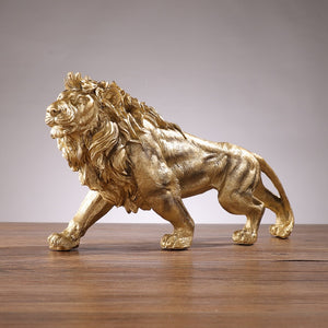Golden Lion King Resin Ornament Home Office Desktop Animal Statue Decoration Accessories Living Room Home Decoration Ornament acacuss