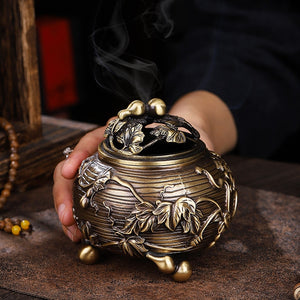 Gourd Rattan Stove Copper Incense Burner Copper Metal Crafts Incense Burner Creative Handicraft Ornaments Copper Incense Burner acacuss