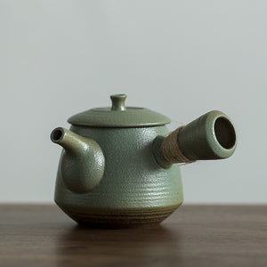 Green ceramic kyusu teapots kettles vintage chinese kung fu tea pot drinkware acacuss
