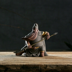 Guan Yu Chinese Historical Figure Characters Guan Gong Purple Clay Sand Ceramic Art Sculpture Home Decor Crafts Gifts Fengshui acacuss