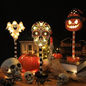 Halloween Decorative Lights Pumpkin Skulls Led Lighted Christmas Decoration Santa Stop Here Sign Lights Board Holiday Party Yard acacuss