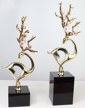 Hand Painted Light luxury enamel sika deer decorations creative living room home TV cabinet wine cabinet decorations - acacuss