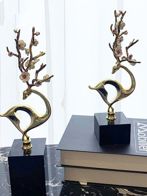 Hand Painted Light luxury enamel sika deer decorations creative living room home TV cabinet wine cabinet decorations - acacuss