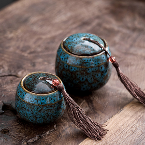 Hand-painted Ceramics Tea Storage Tank | Memorial Container Pet Ashes Casket | Japanese Ceramic Tea Container Cans Canister | Tea Ceremony - acacuss