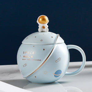 ACACUSS Handmade Astronaut Large MUG for men with Lid For Coffee and Tea 450 Ml - ACACUSS