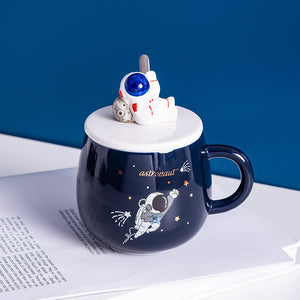 ACACUSS Handmade Astronaut Large MUG for men with Lid For Coffee and Tea 450 Ml - ACACUSS
