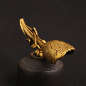 ACACUSS Handmade Tea spoon Pure brass lotus leaf tea shovel | Tea Ceremony Accessories | Vintage Tea Shovel - ACACUSS