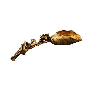 ACACUSS Handmade Tea spoon Pure brass lotus leaf tea shovel | Tea Ceremony Accessories | Vintage Tea Shovel - ACACUSS