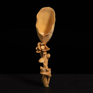 Handmaid Boxwood Carving Crafts Chinese Zen Tea Spoon - ACACUSS