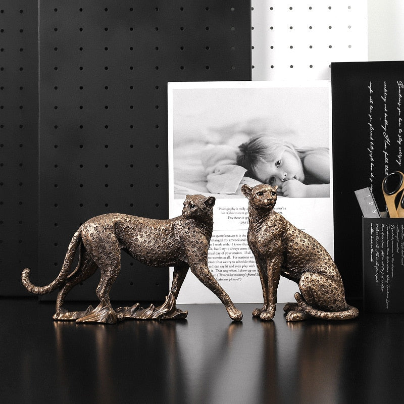 African Leopard Resin Sculpture for Room or Office Decor – L.A.