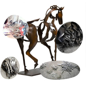 Home Decor Metal Horse Sculpture Adonis Three-dimensional Openwork Abstract Vintage Desktop Office Decor Christmas Ornaments - ACACUSS