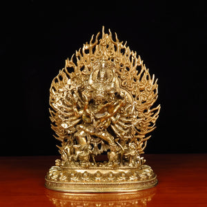 Home Gift Chinese Style Crafts Decoration Pure Copper Yamantaka Buddha Statue Home Serving acacuss