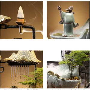 Incense burner waterfall Led Lamp Circulating Water Fountain Ornaments - acacuss