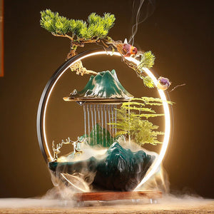 ACACUSS Ceramic Lotus Incense Burner Led Lamp Circulating Water Ornaments Make Money Modern Rockery Fountain Fish - ACACUSS