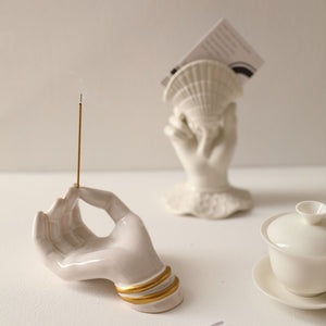 Innovative Burning Three-dimensional Palm-hand Making Kiln-changing Glazed Ceramic Incense Insert Jewelry Storage Tray Ornaments acacuss