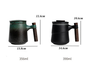 ACACUSS coffee mug Japanese Ceramic Tea Cup with Infuser Tea Cup With Lid Tea Separation Filter Water Ceramic Mountain Pottery Tea mug 450ml - ACACUSS