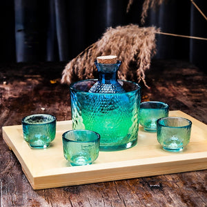 Japanese Hammer Pattern Glass Wine Set Sake Pot Set Cocktail Cup Heat-resistant Scalding Wine Pot Wine Dispenser acacuss