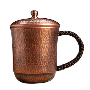 Japanese Vintage Teacups Pure Copper Coffee Cups with Lids Metal Tea Cups Set Creative Office Water Cup Teacup Breakfast Gift acacuss