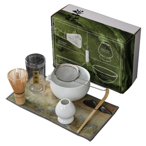 Japanese matcha suits with dumping of mouth of bowl with ceramic egg beater matcha tea spoon of maccha powder compact gift box acacuss
