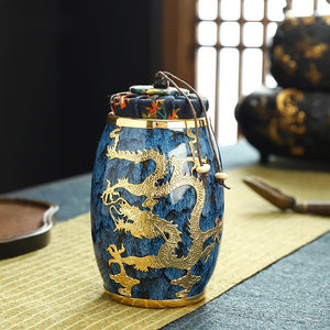 Jianzhan Gold InLaid Tea Caddy Sealed Storage Coffee Canister - Kung Fu Tea Set Kitchen Tank Storage Tank Tea Set Accessories - acacuss
