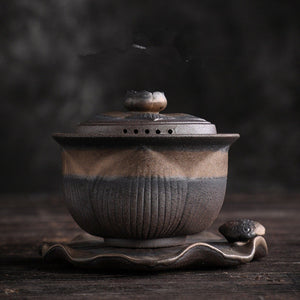 Jingdezhen Wood-fired Gaiwan Kung fu Iron-glazed Tea Bowl - acacuss