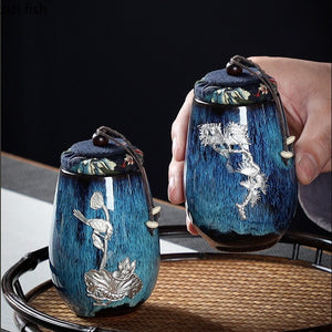 ACACUSS Kitchen Canister Storage spice & coffee jars | Retro Stoneware | Ceramic Airtight pot Gong Fu | Candy Can - ACACUSS