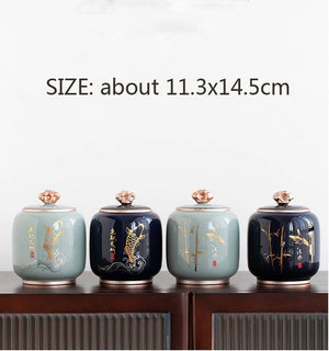 ACACUSS Kitchen Storage cookie & Sugar jar Vintage Style | Retro Stoneware | Ceramic Airtight pot Gong Fu | Candy Can - ACACUSS