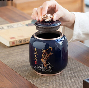 ACACUSS Kitchen Storage cookie & Sugar jar Vintage Style | Retro Stoneware | Ceramic Airtight pot Gong Fu | Candy Can - ACACUSS