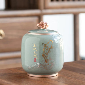 ACACUSS Kitchen Storage cookie & Sugar jar Vintage Style | Retro Stoneware | Ceramic Airtight pot Gong Fu | Candy Can - ACACUSS