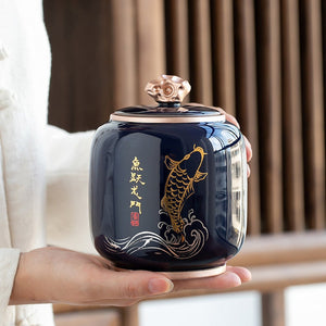 ACACUSS Kitchen Storage cookie & Sugar jar Vintage Style | Retro Stoneware | Ceramic Airtight pot Gong Fu | Candy Can - ACACUSS