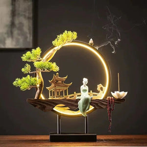 Waterfall Backflow Incense Burner Ladies Buddha Home Decoration Elk - Incense Stick Holder Buddha Decoration Ceramic Burner Handmade Flower - ACACUSS